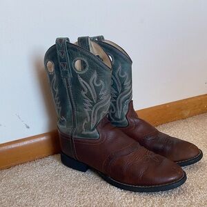 Old West CW2559V Women's Embroidered Leather Cowboy Boot Brown & green Size 6